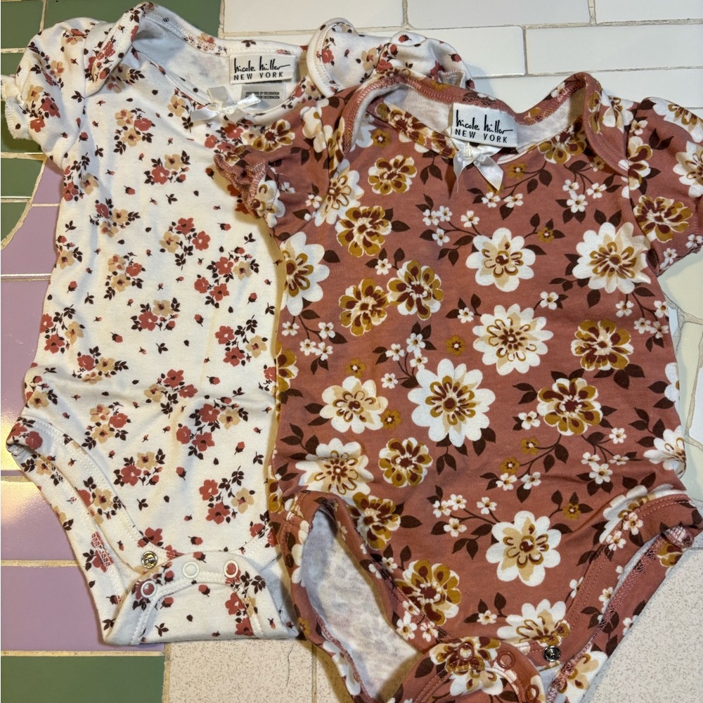 Floral Kids One Pieces - White and Brown